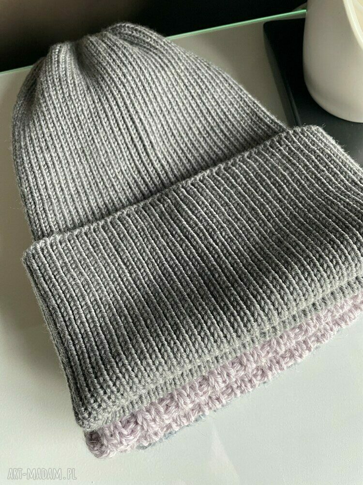 Czapka beanie z 100% Baby Merino Varella - szary 19