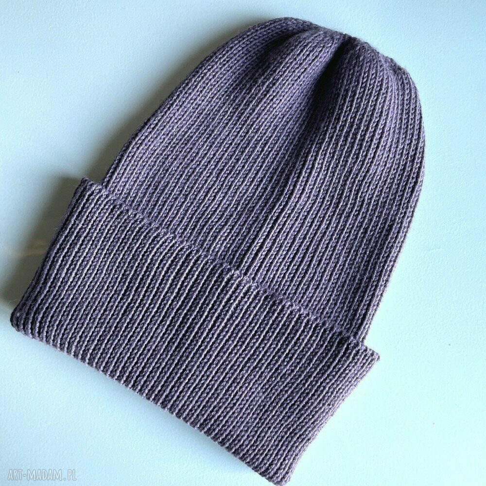 Beanie z 100% Baby Merino Varella w kolorze ametyst