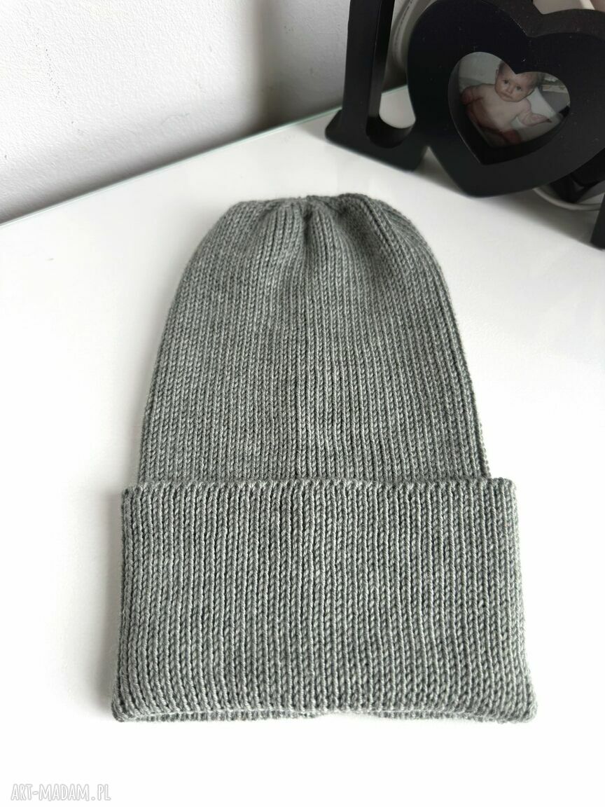 Czapka beanie z baby merino VARELLA 100% - zielona szałwia