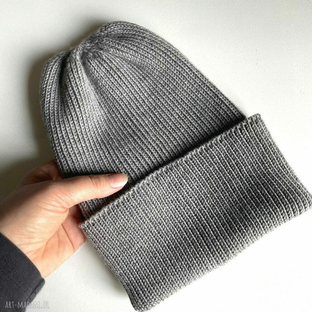 Czapka beanie z 100% Baby Merino Varella - szary 19