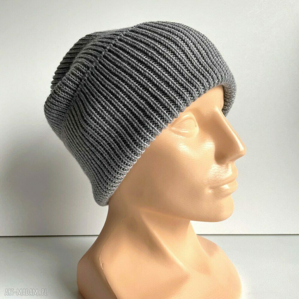 Czapka beanie z 100% Baby Merino Varella - szary 19