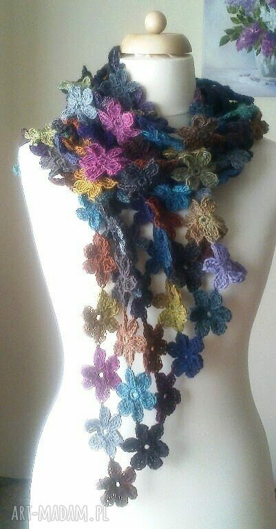 Beart Art Crochet 2 - ręcznie szydełkowany szal z wełny i poliamidu