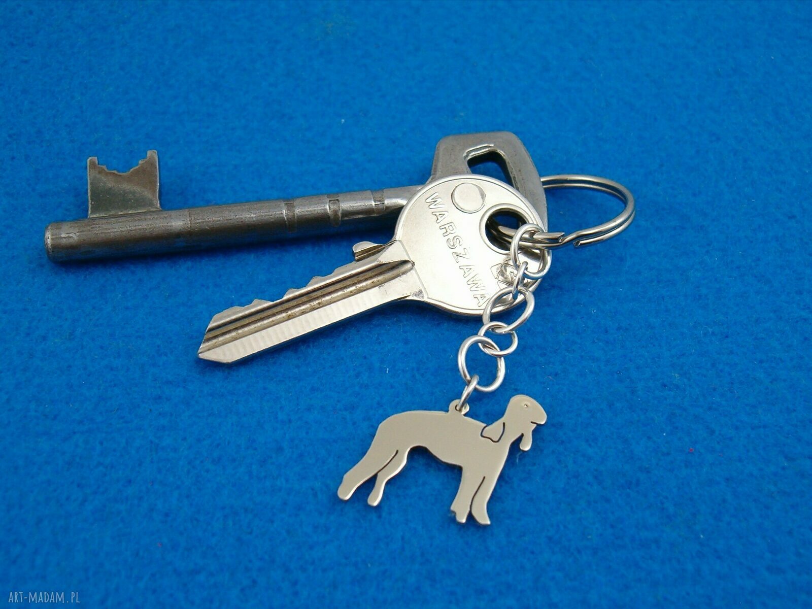 Brelok Bedlington Terrier ze srebra 925 - rękodzieło na klucze i do torebki