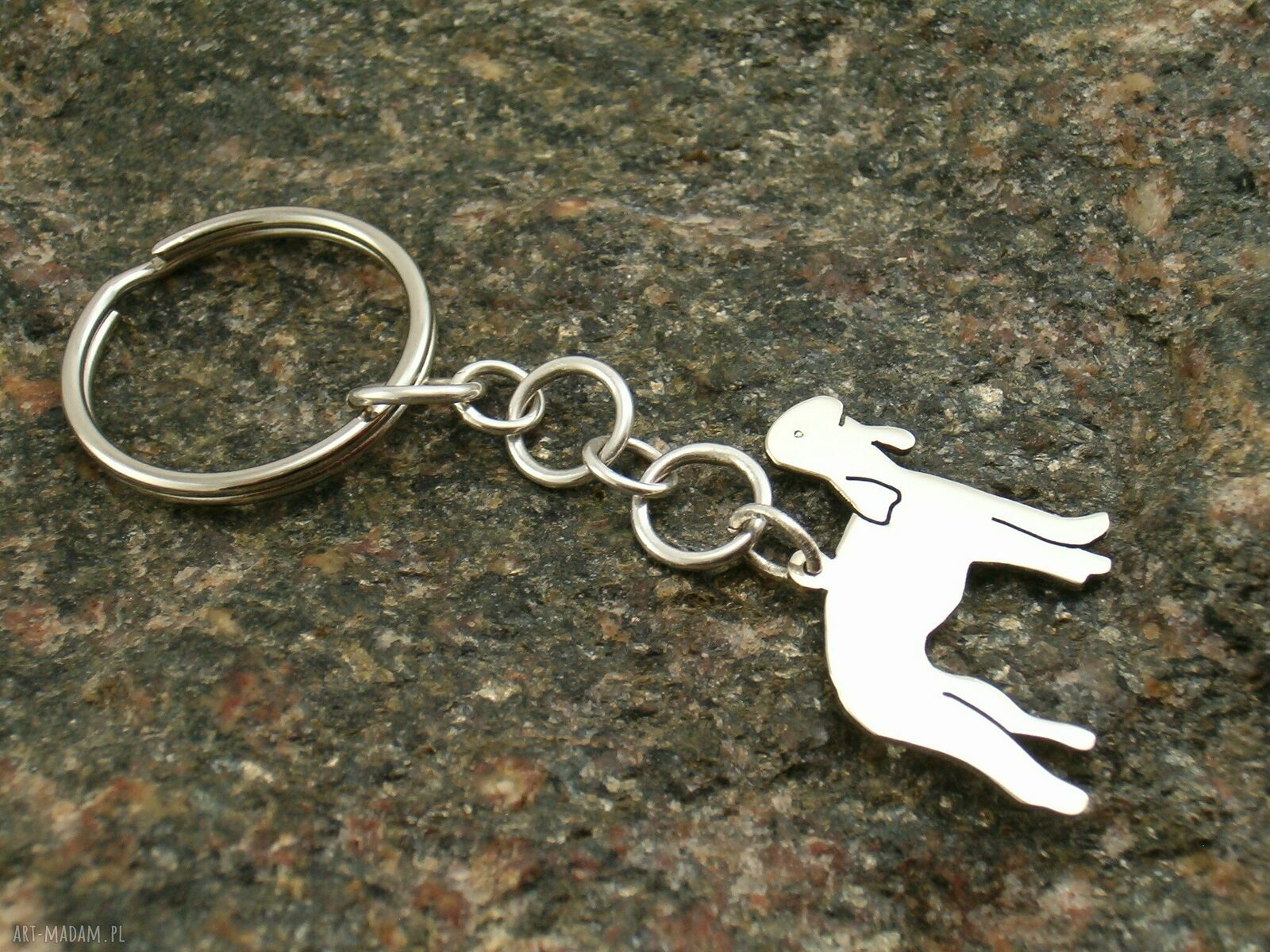 Brelok Bedlington Terrier ze srebra 925 - rękodzieło na klucze i do torebki