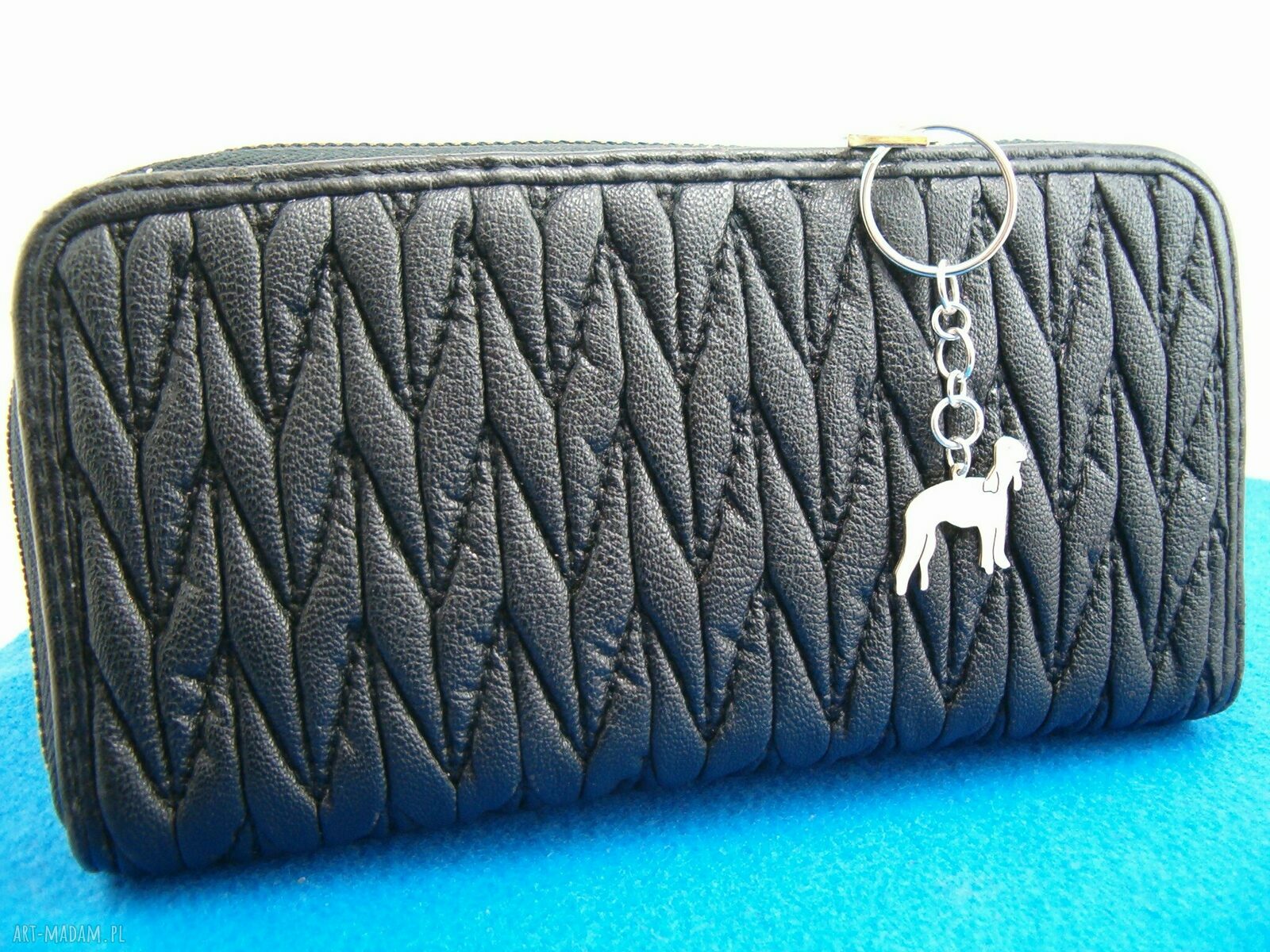 Brelok Bedlington Terrier ze srebra 925 - rękodzieło na klucze i do torebki