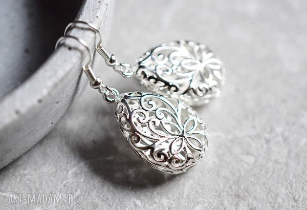 Monastir vintage kolczyki srebro antyk berlin delikatne perł owe