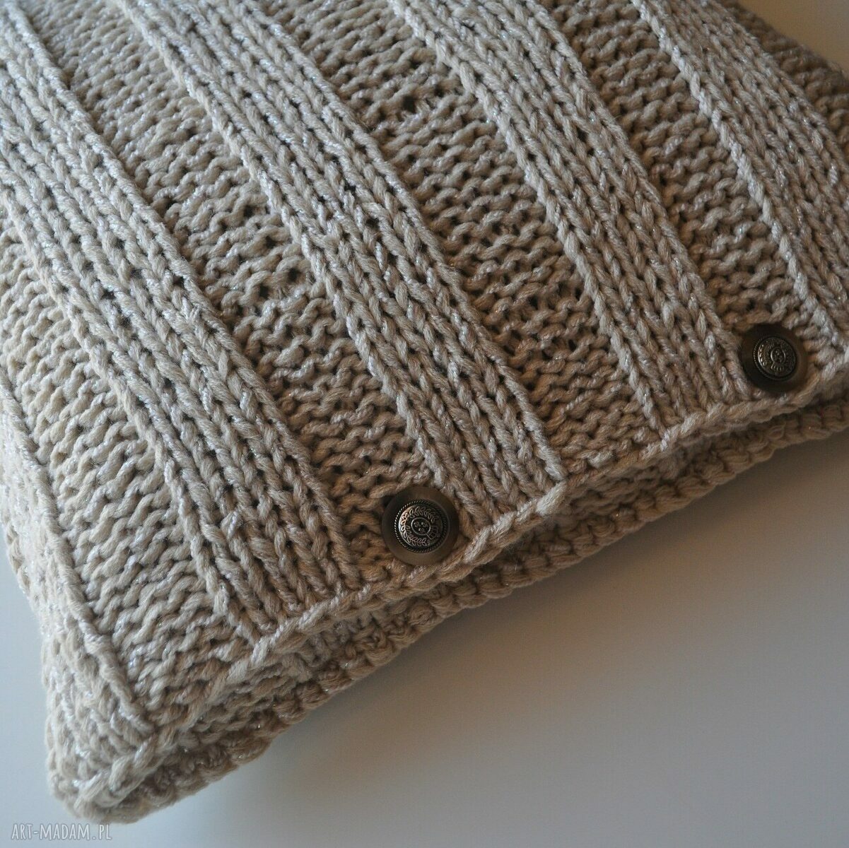 poduszki: dziergana poszewka na poduszkę ręcznie zrobione