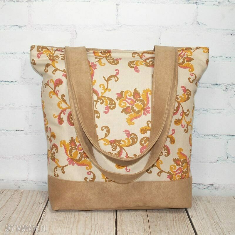 Beż w oriencie - folkowa torebka na ramię handmade