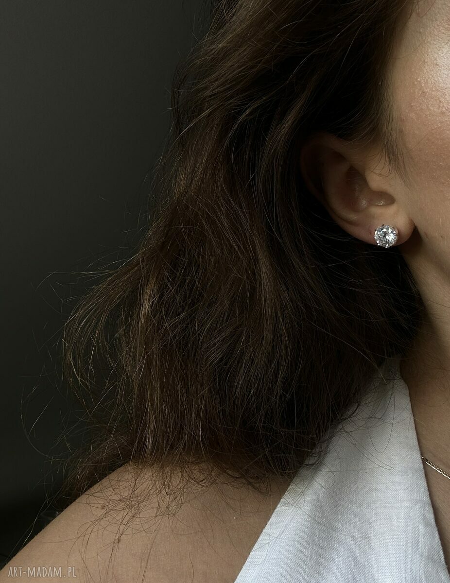 kolczyki: Srebrne kolczyki z dużymi cyrkoniami autorskie