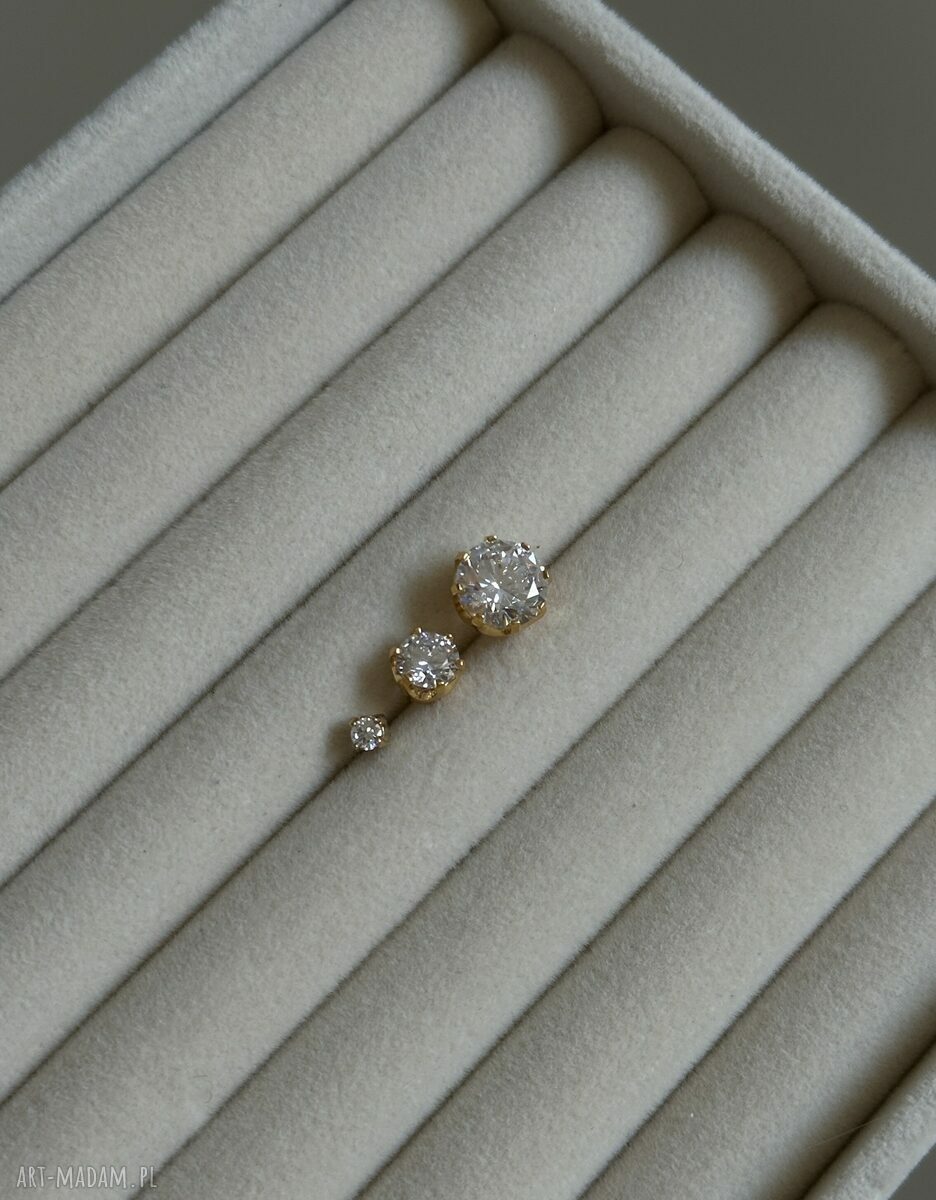 kolczyki: Złote kolczyki z dużymi cyrkoniami autorskie