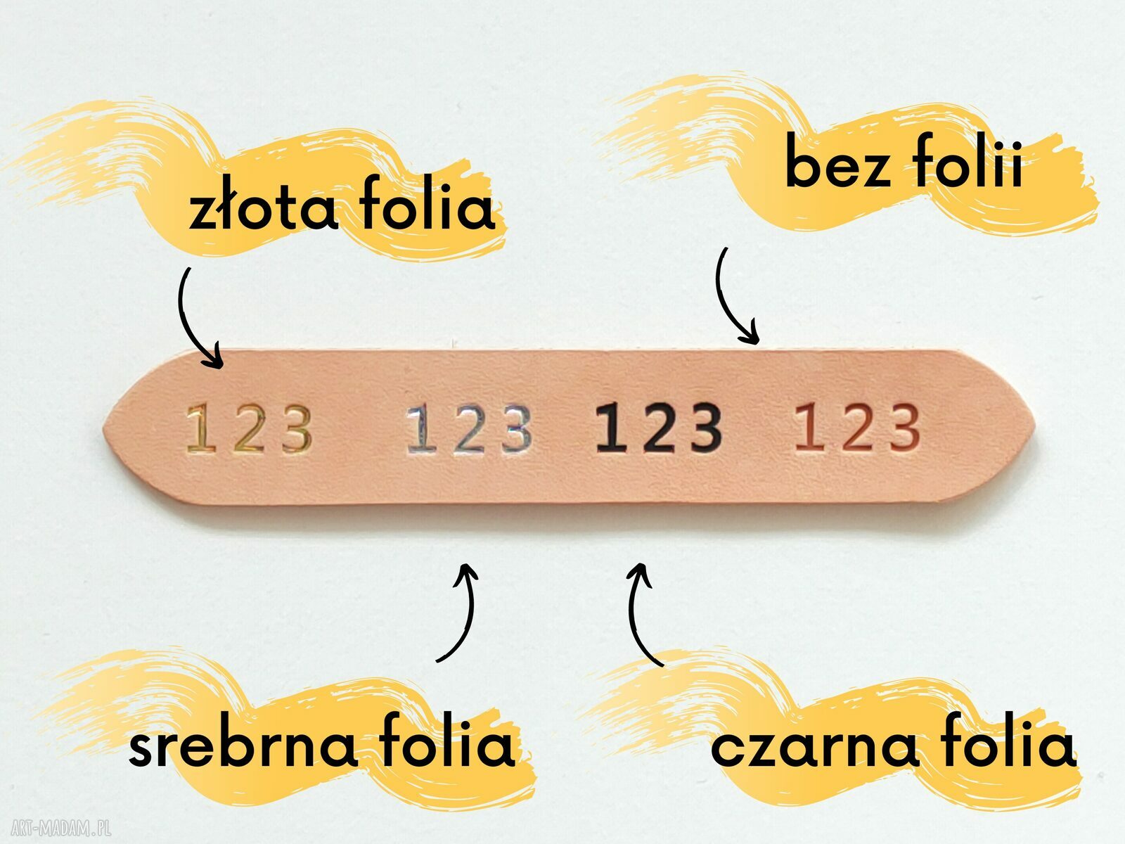 BEŻOWA skórzana personalizowana zakładka do książki z kolorową łatką i z imieniem