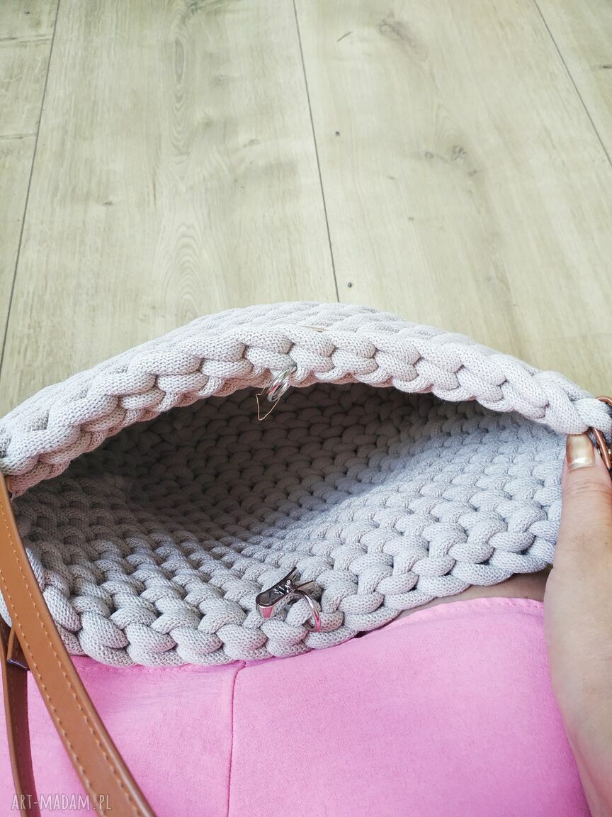 Beżowa torba na ramię Boho Weave Bag z sznurka bawełnianego i lnianą sakiewką