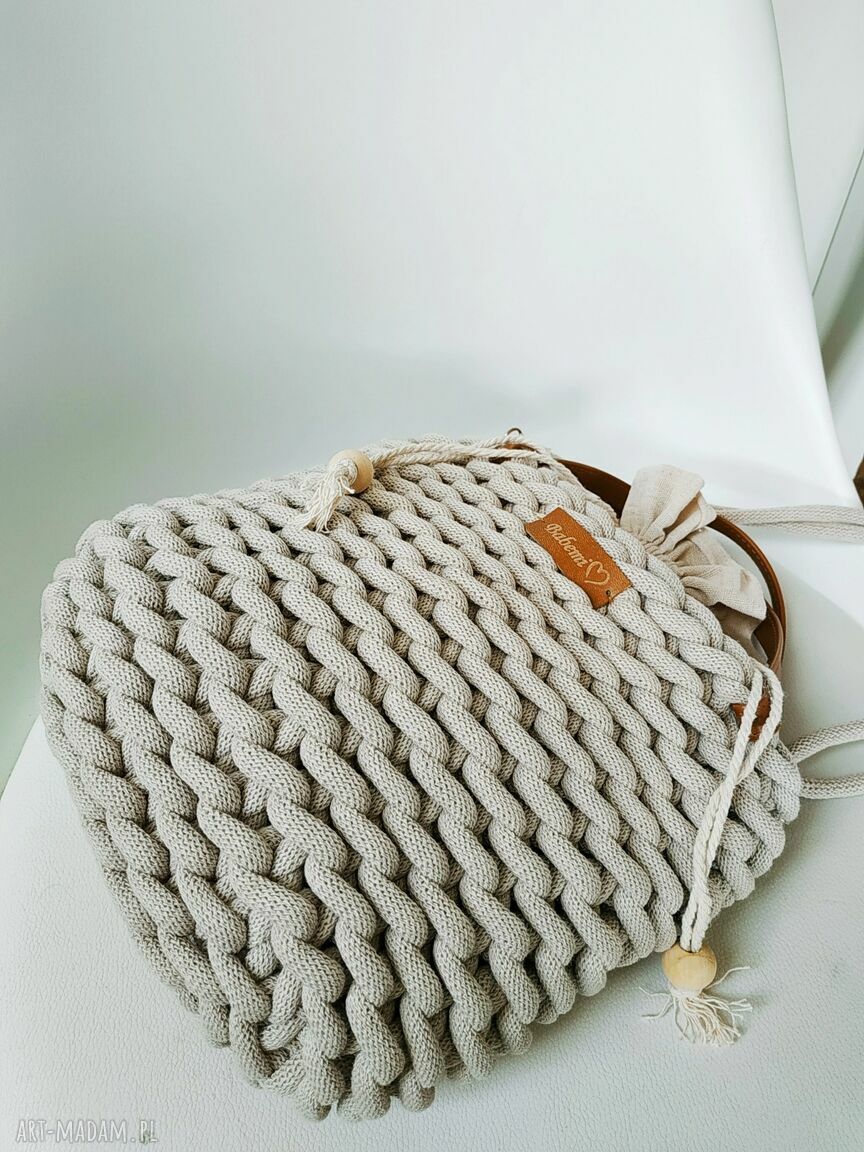 Beżowa torebka listonoszka Boho Weave Bag na ramię - ręcznie pleciona