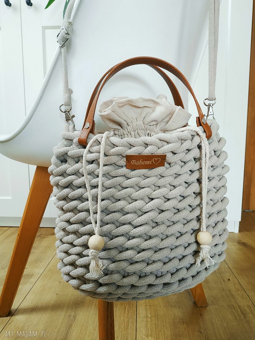 Beżowa torebka listonoszka Boho Weave Bag na ramię - ręcznie pleciona