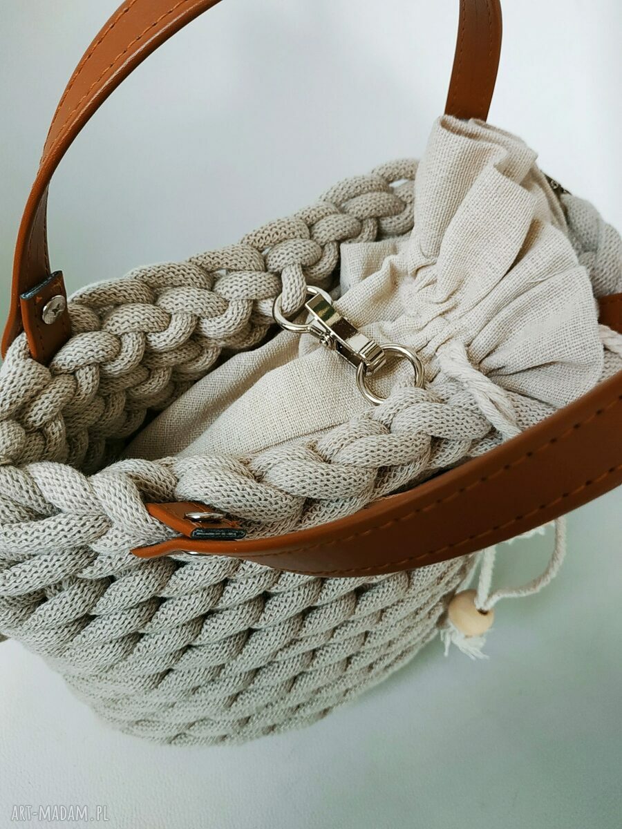 Beżowa torebka listonoszka Boho Weave Bag na ramię - ręcznie pleciona