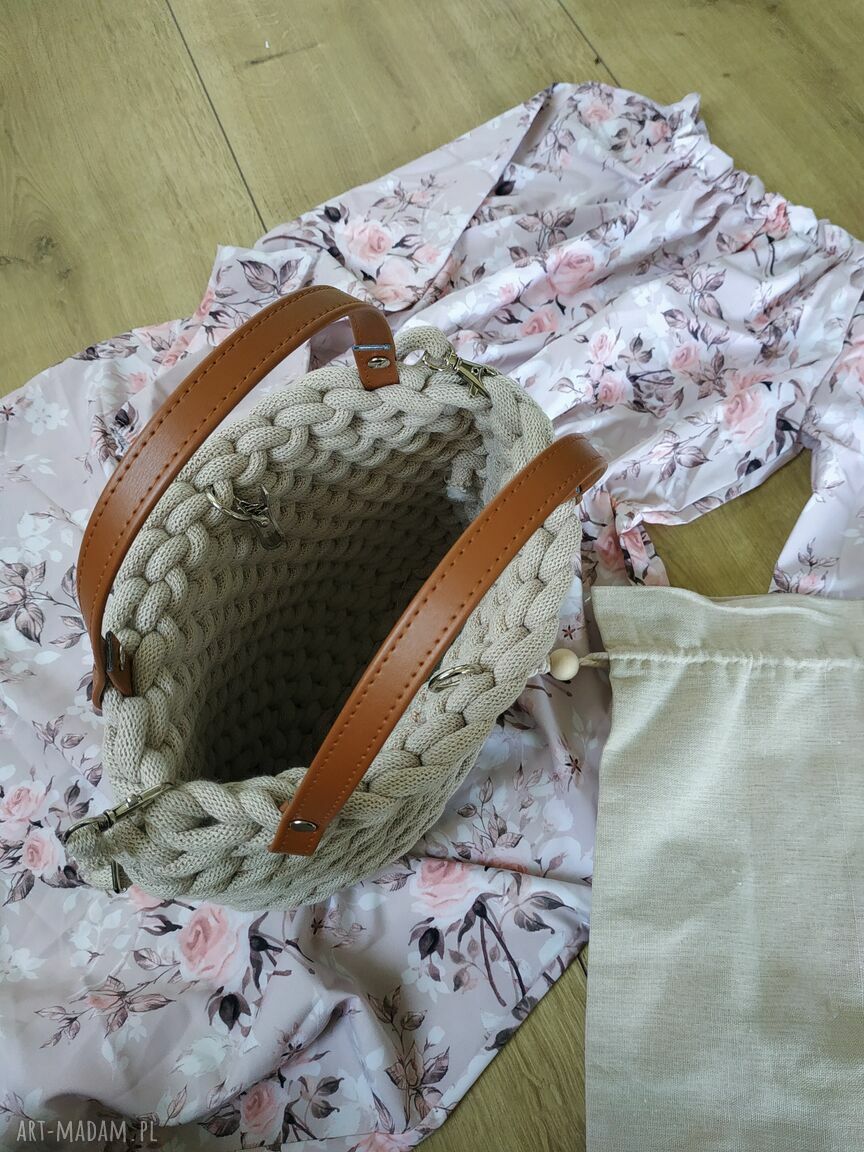 Beżowa torebka listonoszka Boho Weave Bag na ramię - ręcznie pleciona