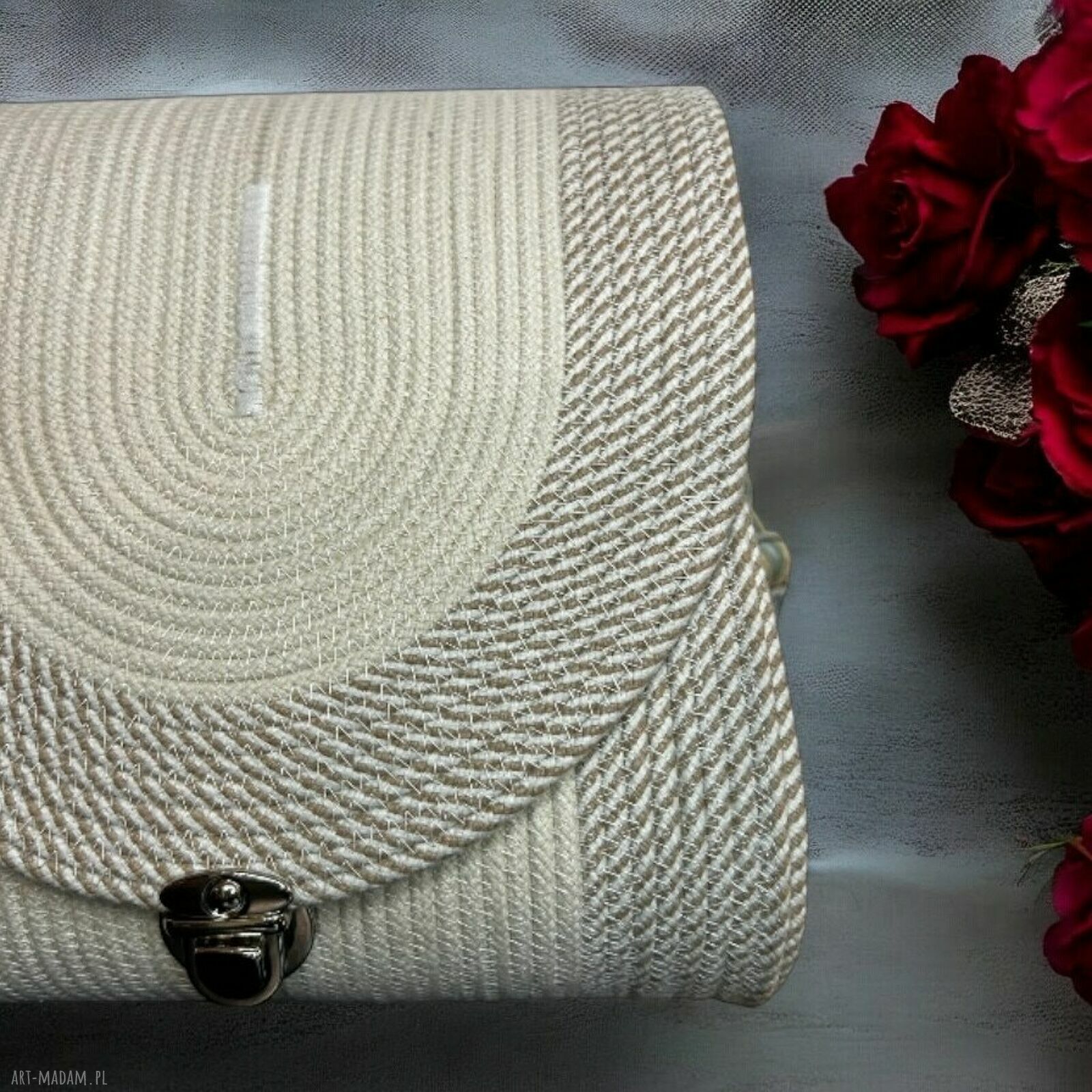 Beżowa torebka crossbody boho - damska torebka na ramię handmade na lato