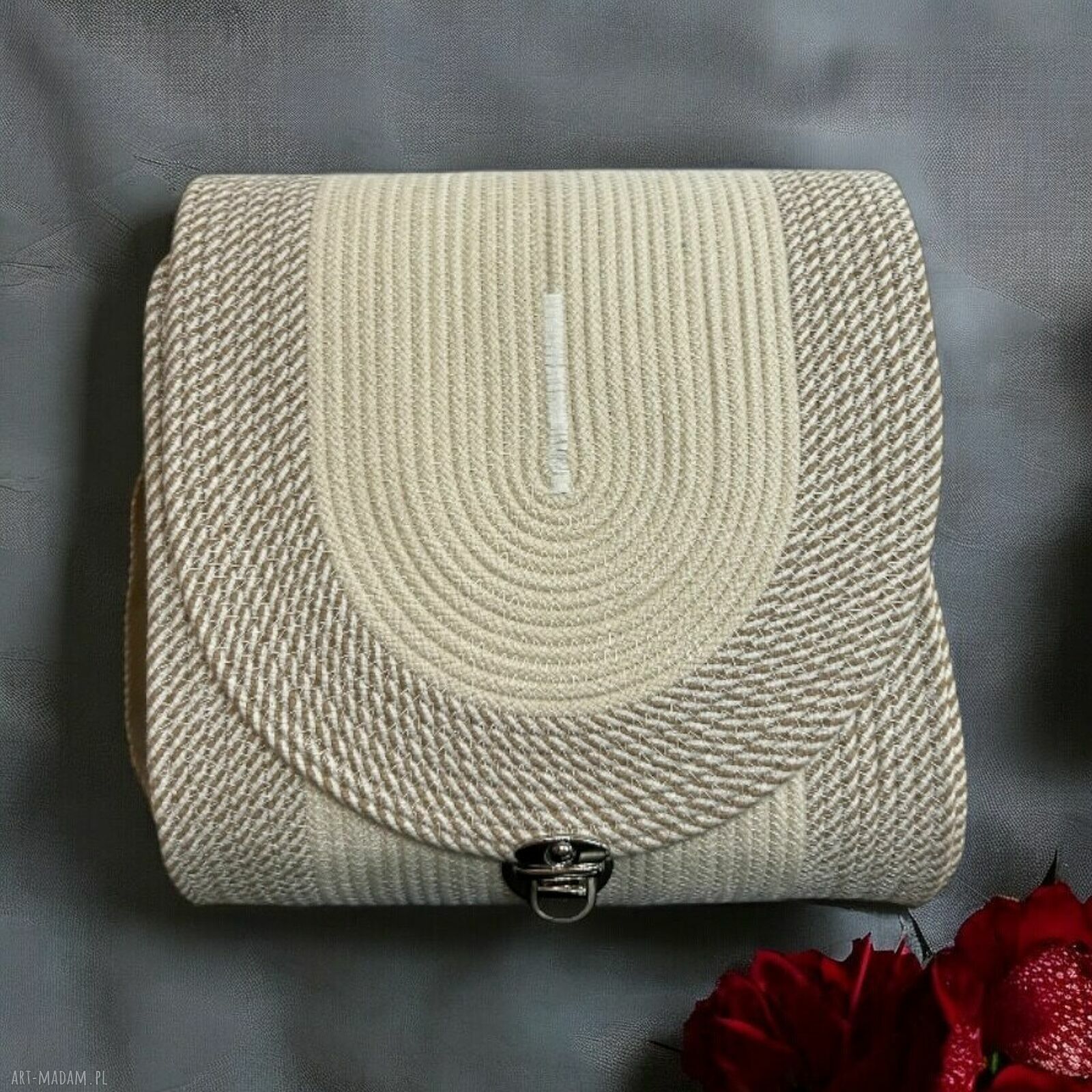 Beżowa torebka crossbody boho - damska torebka na ramię handmade na lato