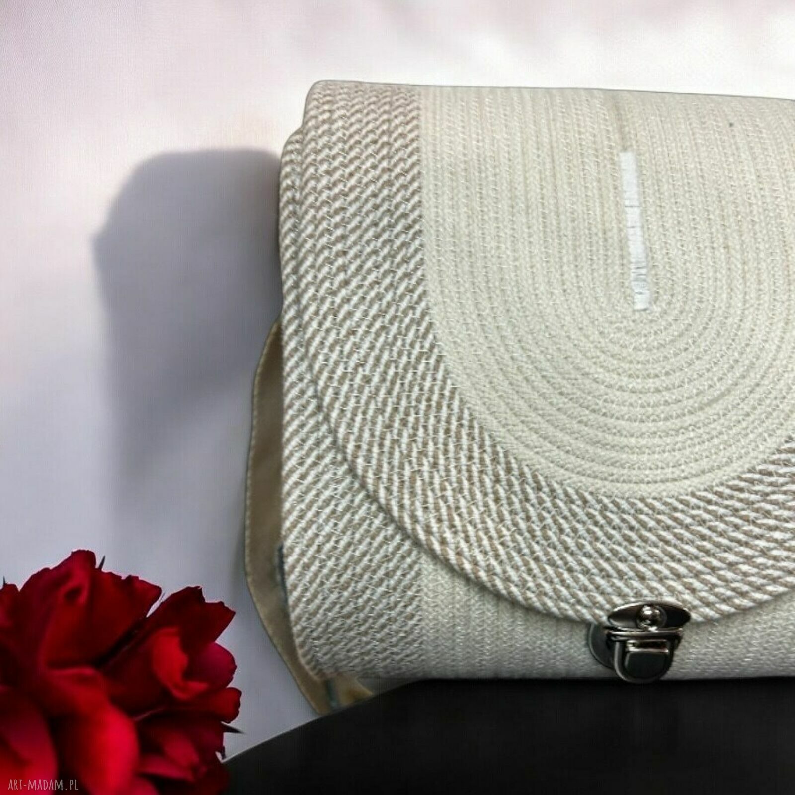 Beżowa torebka crossbody boho - damska torebka na ramię handmade na lato
