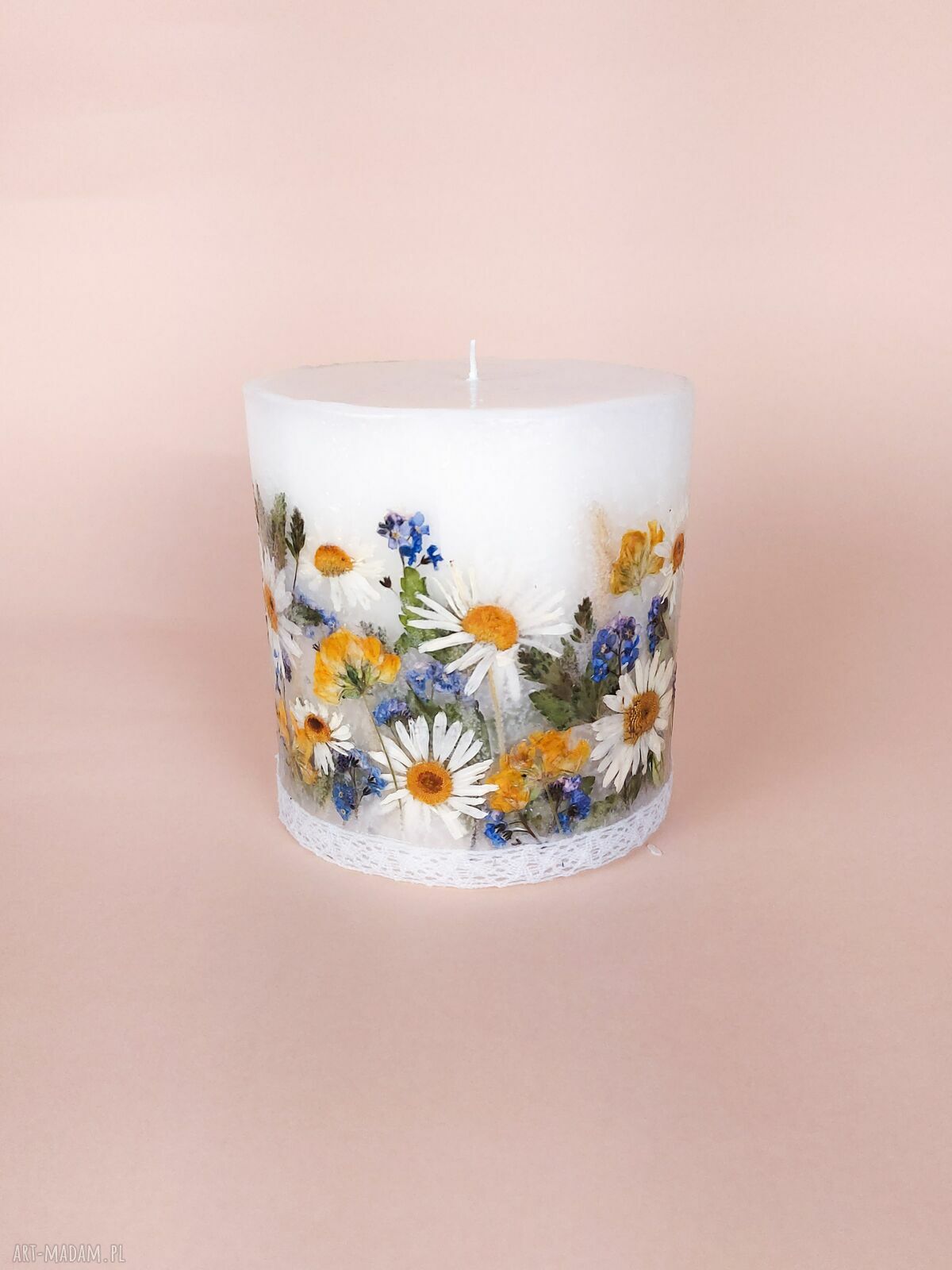 Bezzapachowa sojowa świeca botaniczna z prawdziwymi kwiatami - prezent ślubny