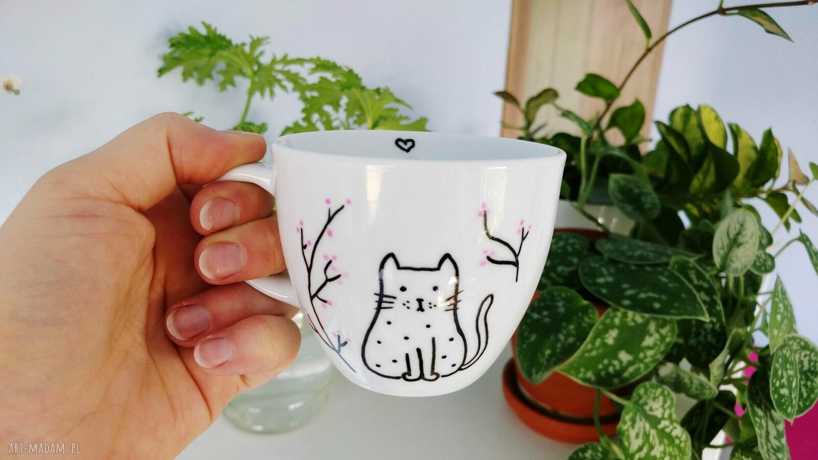 filiżanka z kotkiem HandMade