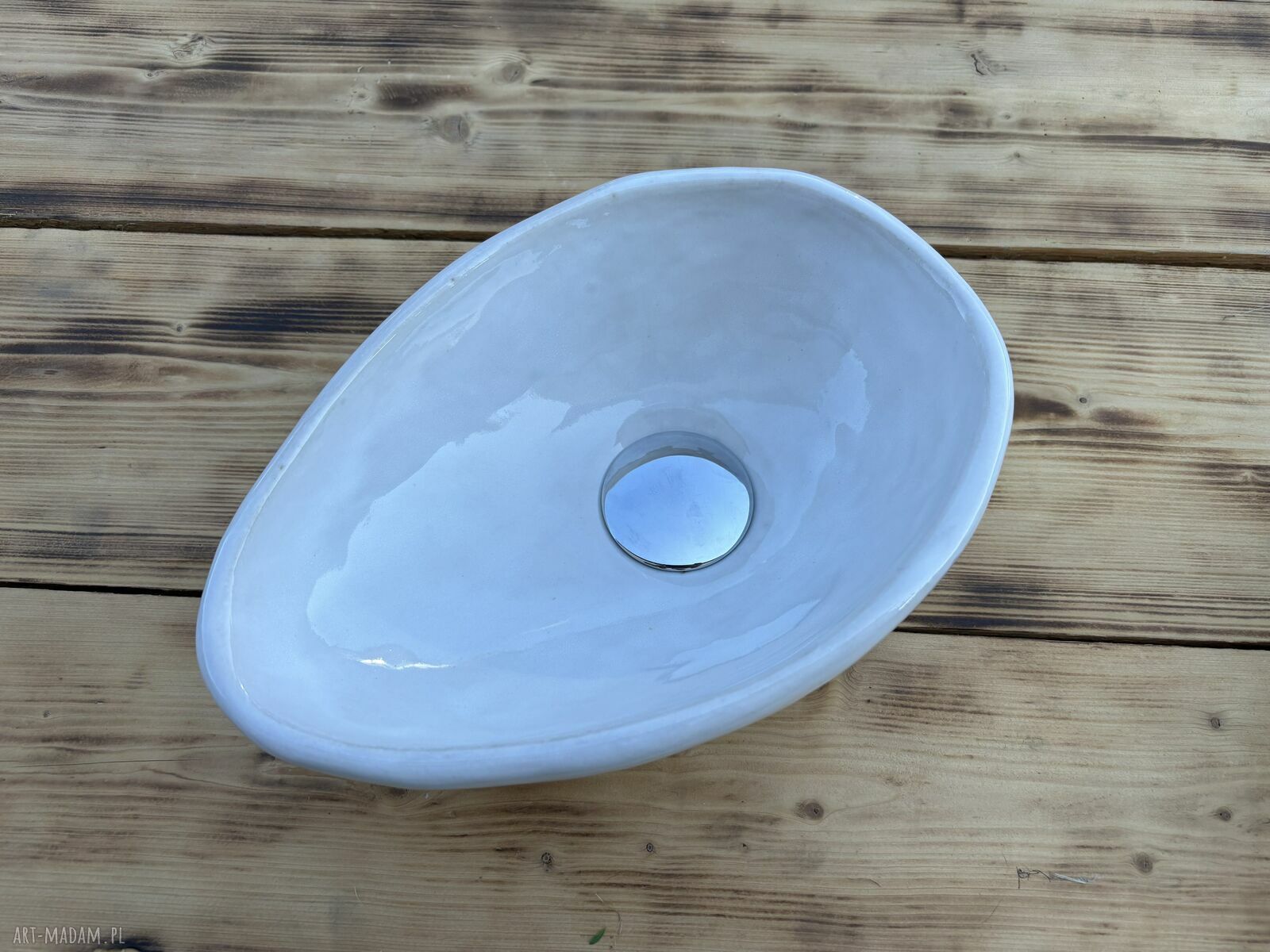 Biała mini umywalka ceramiczna ręcznie robiona