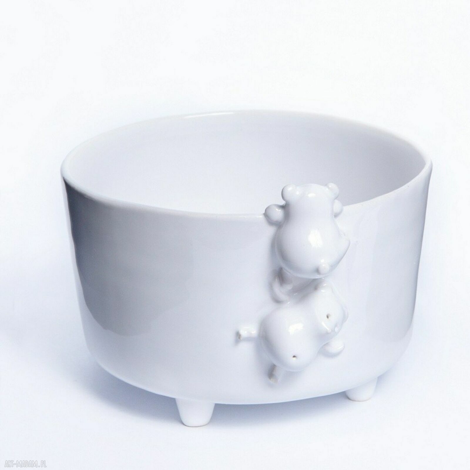 Biała miseczka ceramiczna śniadaniowa z dwoma misiami
