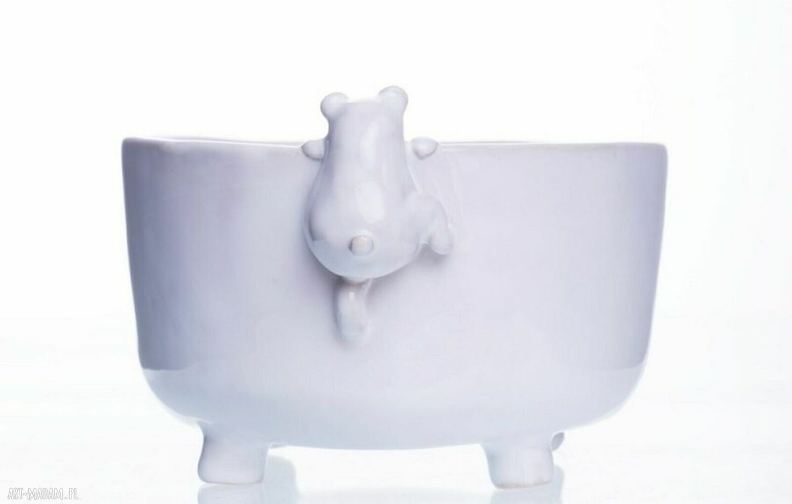 Biała miseczka śniadaniowa z misiem - rękodzieło na prezent od Lamabo Ceramics