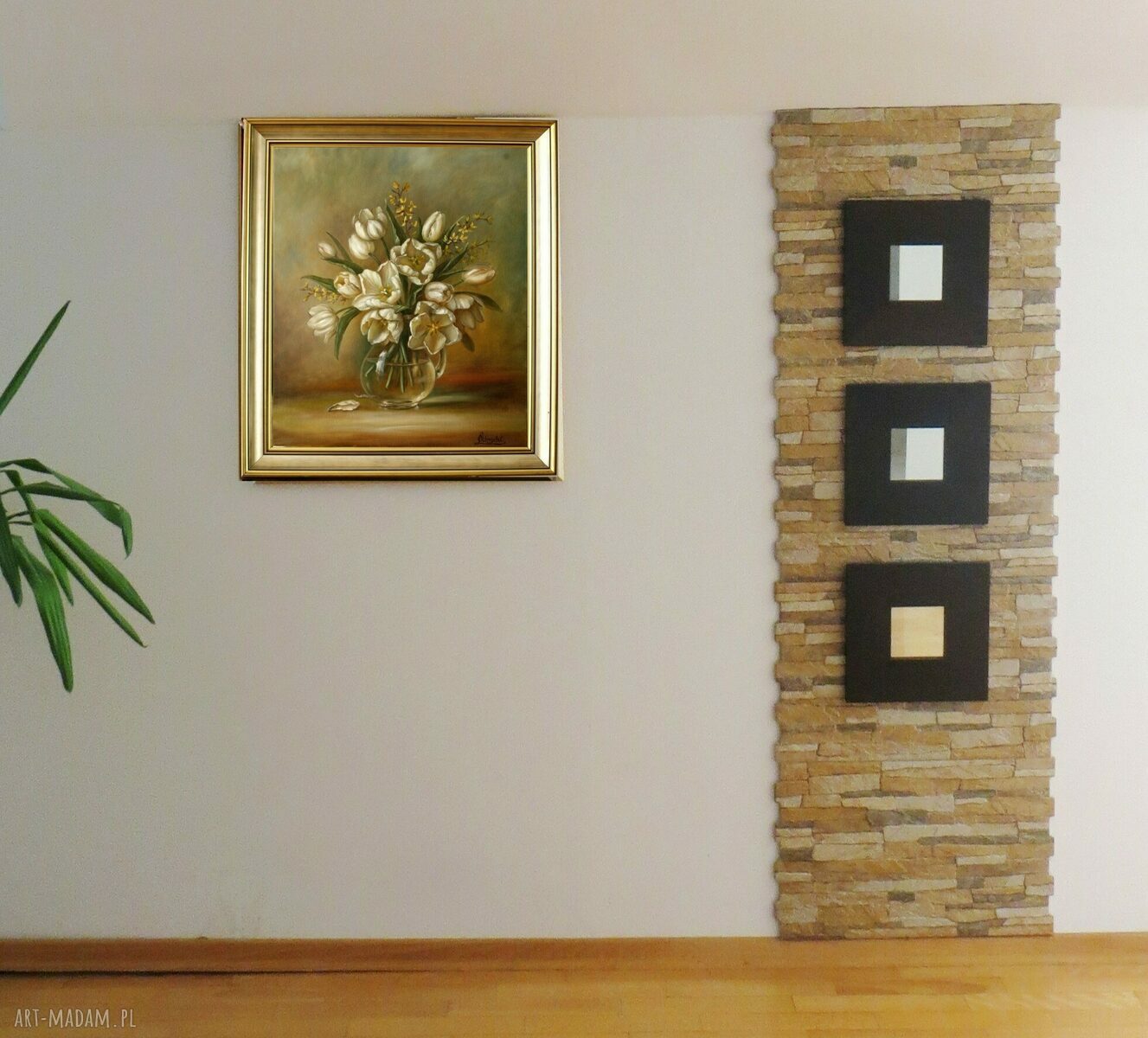 Białe Tulipany - ręcznie malowany obraz olejny 50x60 cm