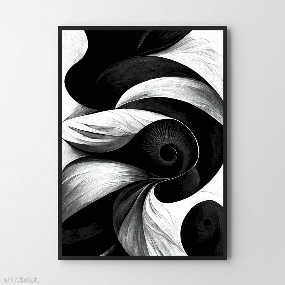 Biało-czarna abstrakcja - plakat 61x91 cm do salonu i sypialni