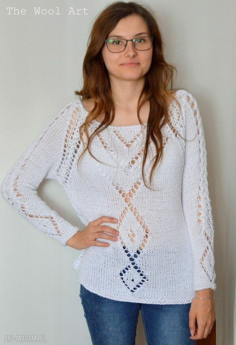 swetry: biały sweterek ZAMÓWIENIE Ręcznie zrobione
