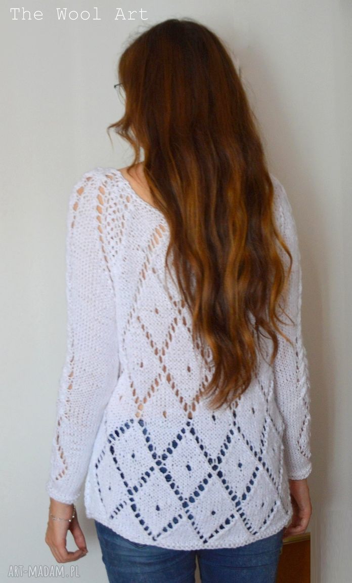 swetry: biały sweterek ZAMÓWIENIE Ręcznie zrobione