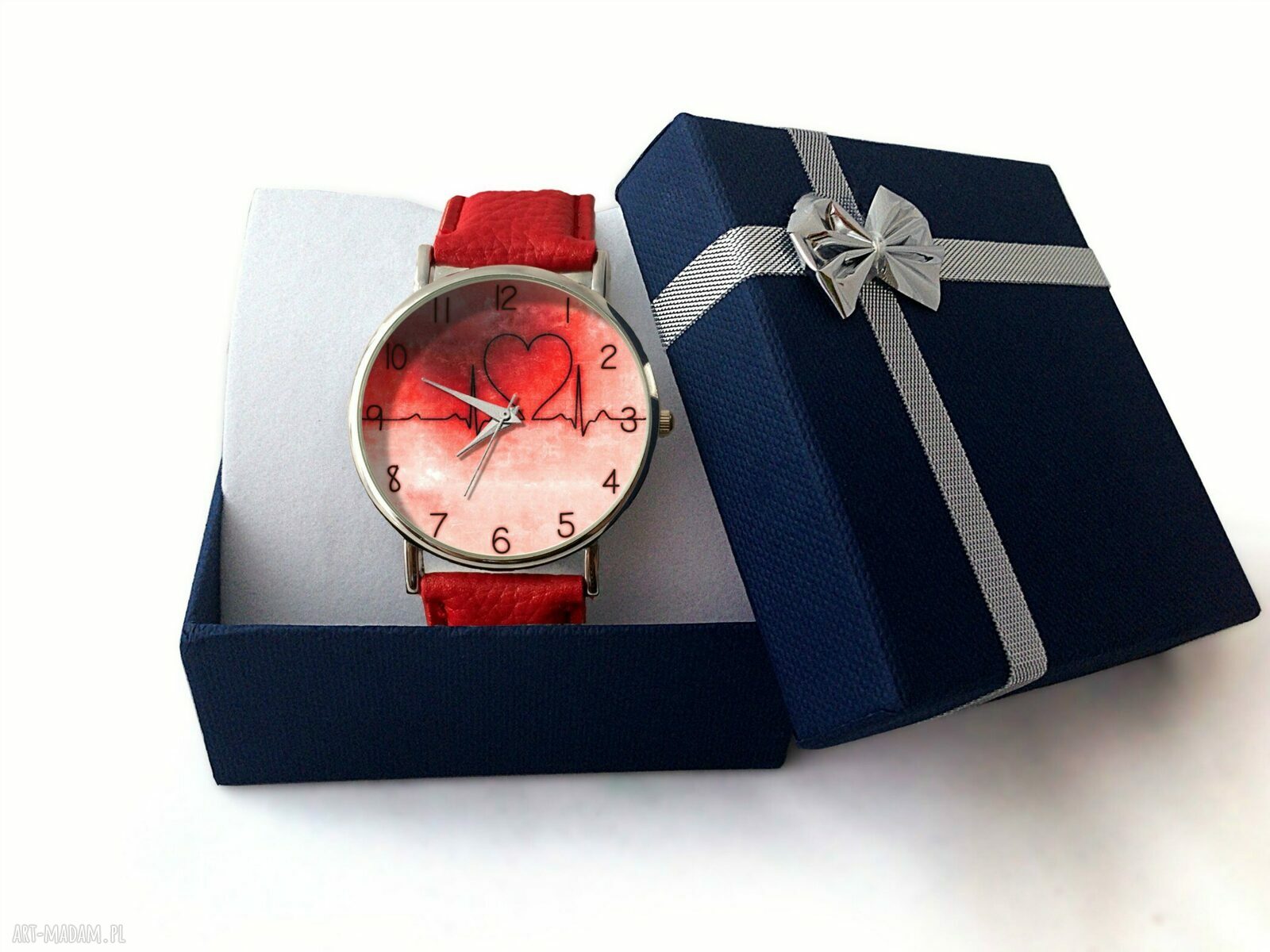 zegarki: Bicie serca Skórzany zegarek z dużą tarczą ręcznie wykonane