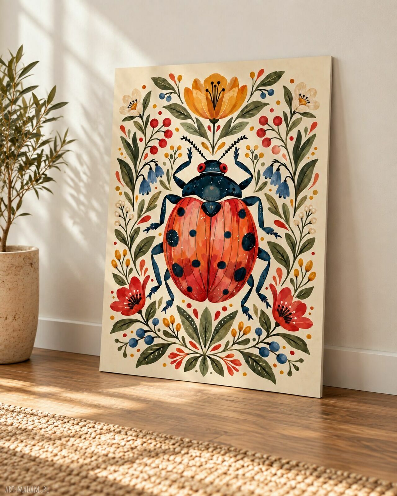 Biedronka 50x70 cm - autorski plakat akwarelowy