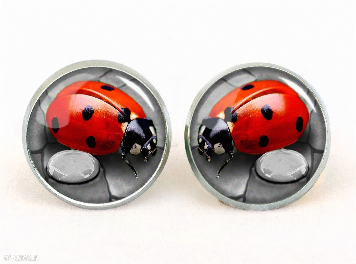 Biedronki kolczyki wkręty wkrętki sztyfty biedronka dziewczęce