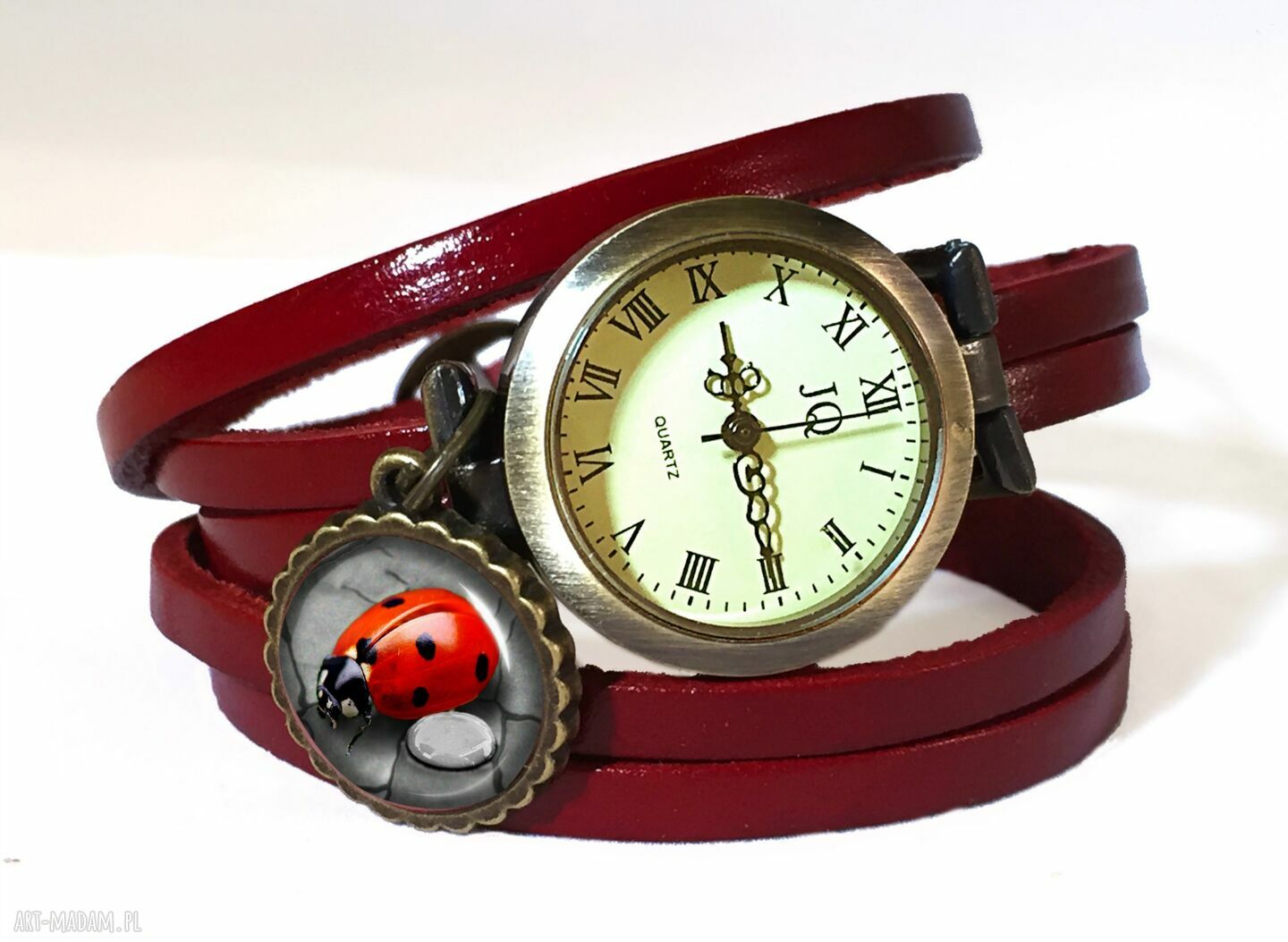 naszyjniki: Biedronki Medalion z łańcuszkiem Ręczne wykonanie