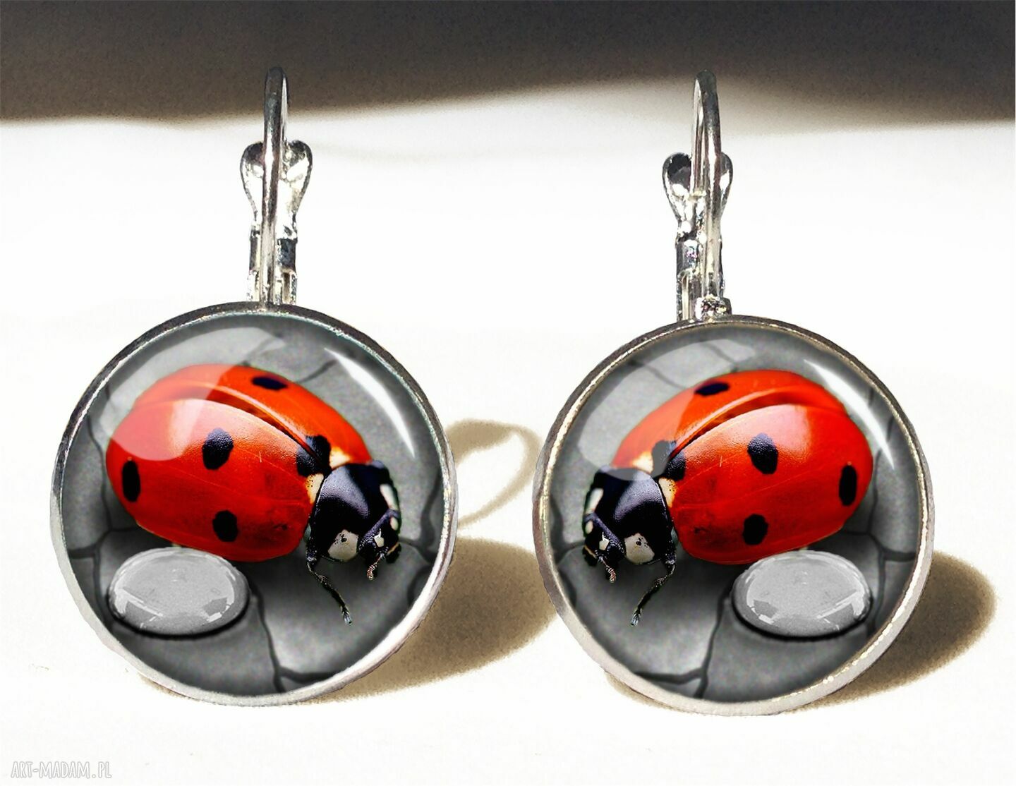 naszyjniki: Biedronki Medalion z łańcuszkiem Ręczne wykonanie