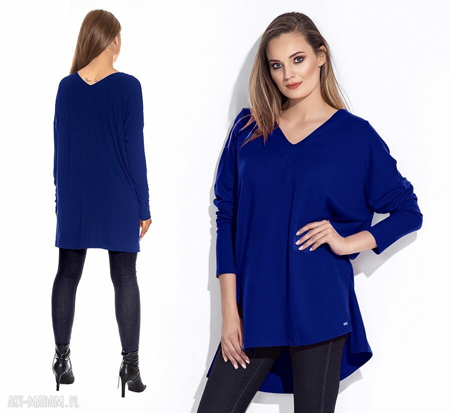 Bien fashion chabrowa tunika damska z dekoltem w szpic xl