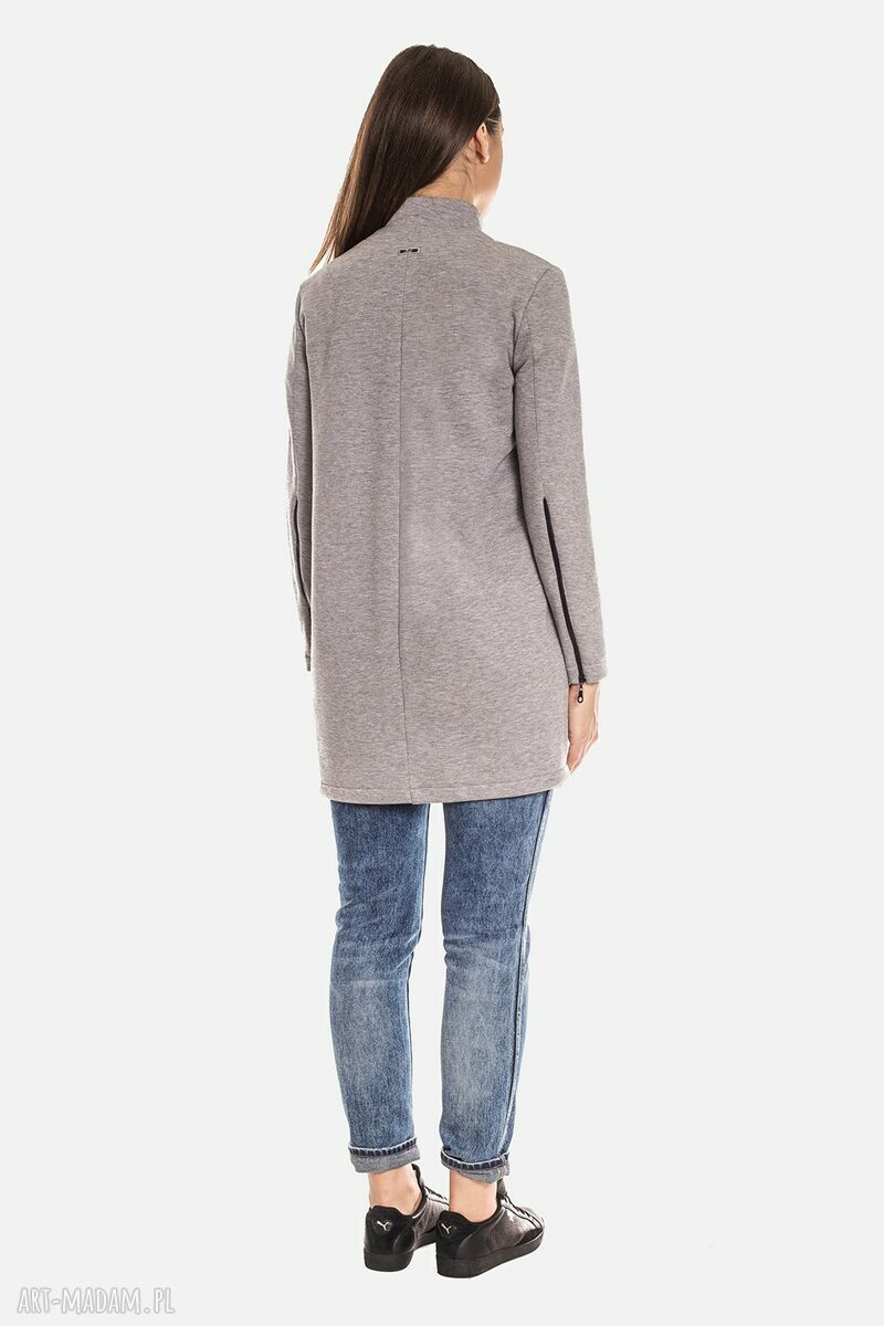 Długa szara bluza damska rozpinana Bien Fashion