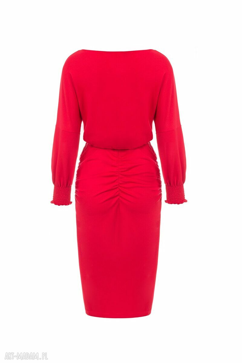 Bien Fashion MARSZCZONA SUKIENKA MIDI Z DŁUGIMI RĘKAWAMI