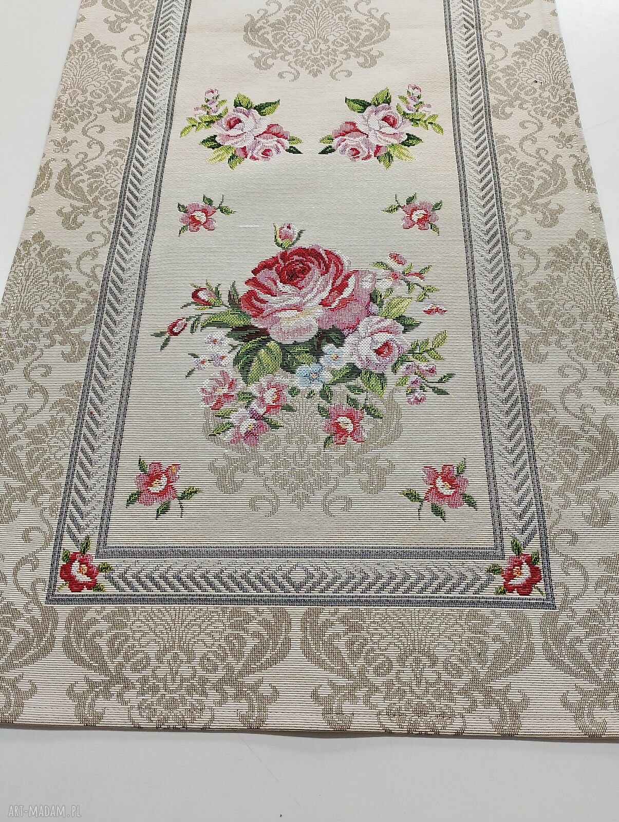 Bieżnik gobelinowy "Kwiaty" 38x99 cm - ręcznie szyty