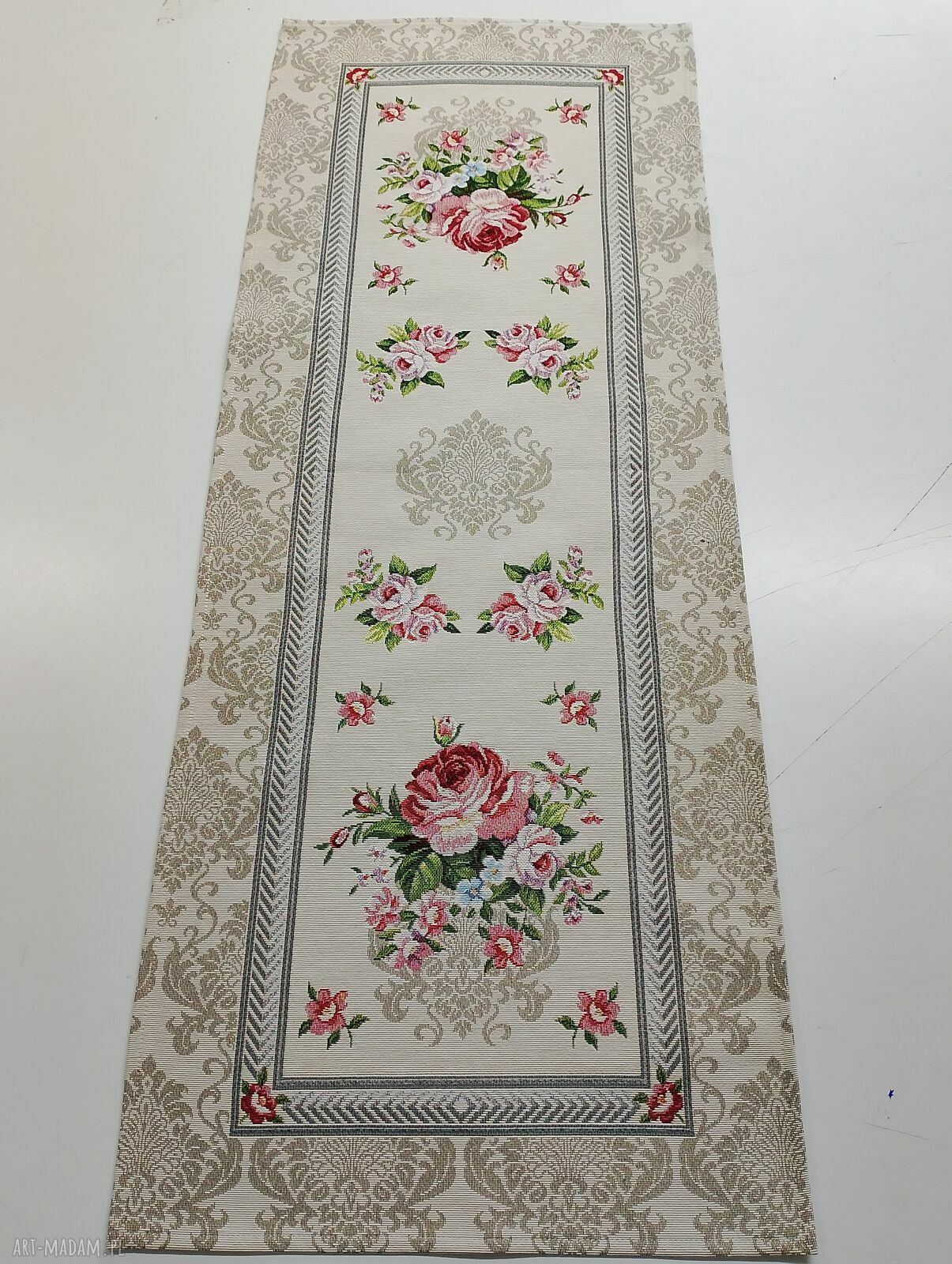 Bieżnik gobelinowy "Kwiaty" 38x99 cm - ręcznie szyty