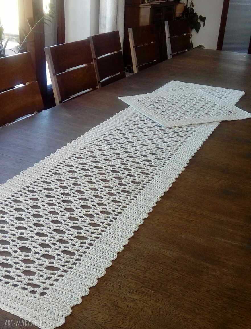 Bieżnik i serweta Modern Beige - komplet do długiego stołu, bawełna 100%