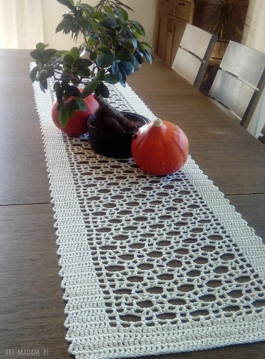 Bieżnik i serweta Modern Beige - komplet do długiego stołu, bawełna 100%