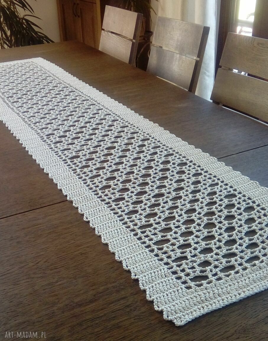 Bieżnik i serweta Modern Beige - komplet do długiego stołu, bawełna 100%