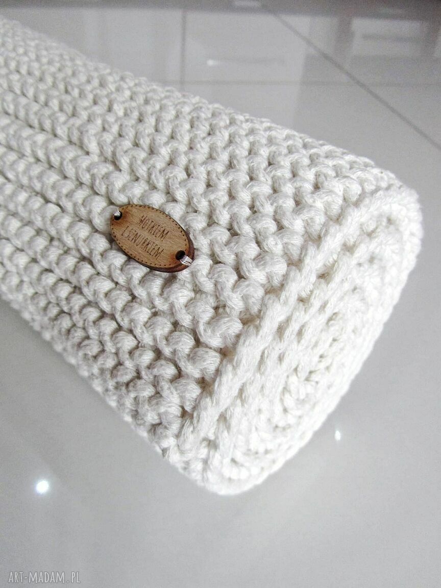 Bieżnik na stół 40 x 100 cm z bawełnianego sznurka ecru - rękodzieło