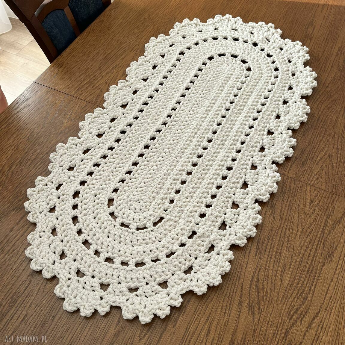 Bieżnik owalny ze sznurka bawełnianego 50x100 cm - boho na stół