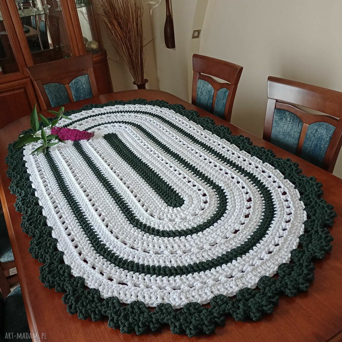 Bieżnik owalny ze sznurka bawełnianego 90x145 cm w stylu boho