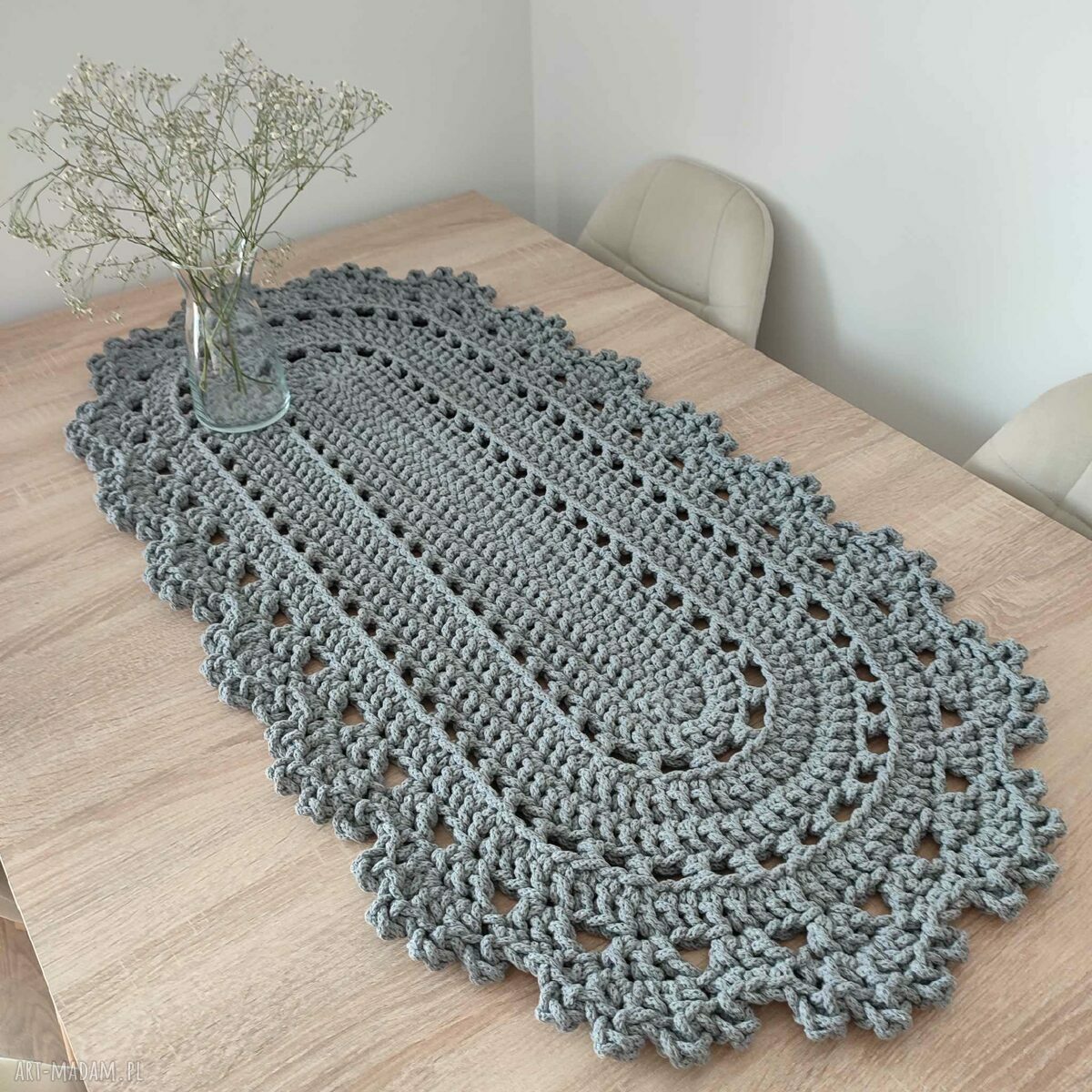 Bieżnik owalny szydełkowy 50x100 cm - do jadalni
