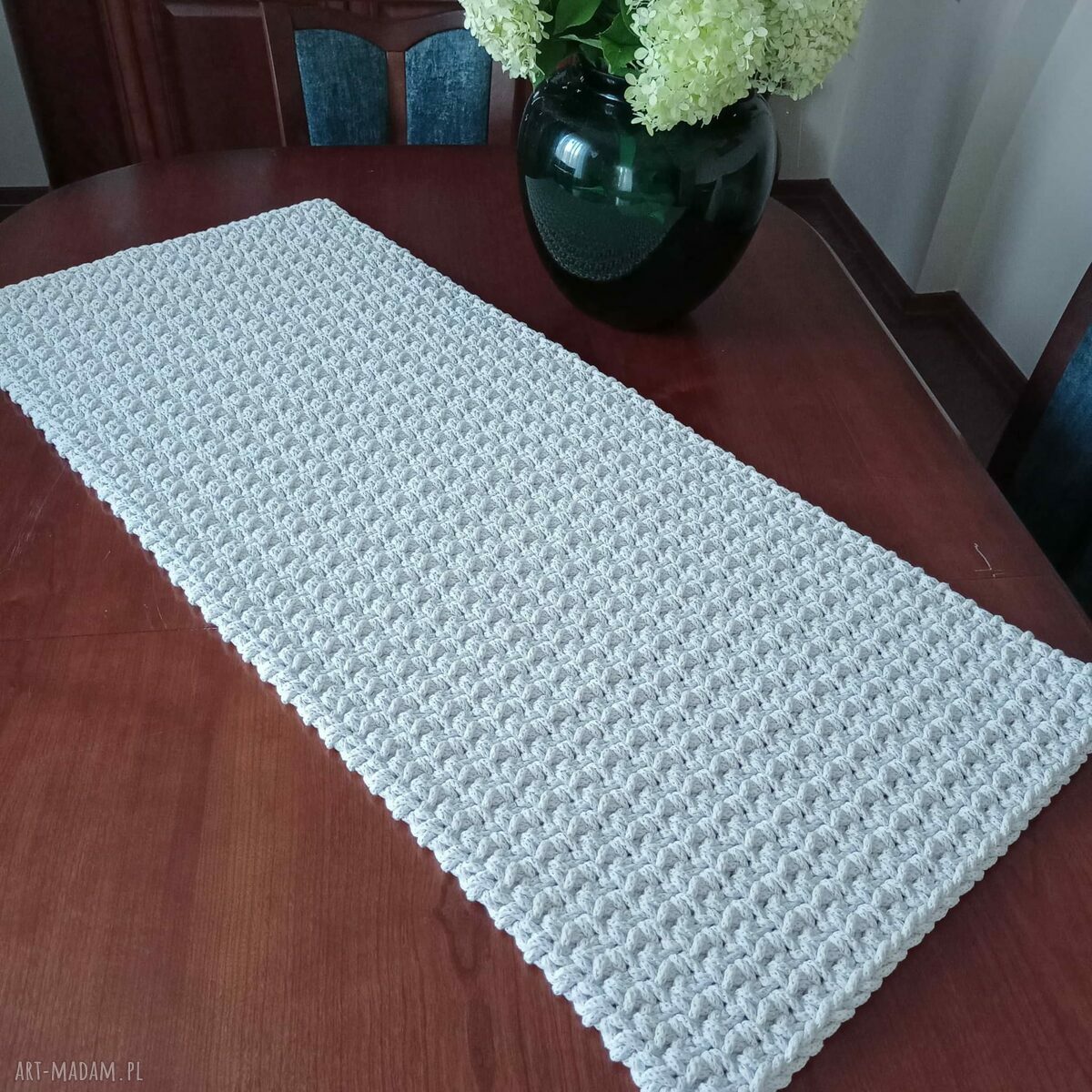 Bieżnik prostokątny ze sznurka bawełnianego 50x100 cm - biała dekoracja do kuchni
